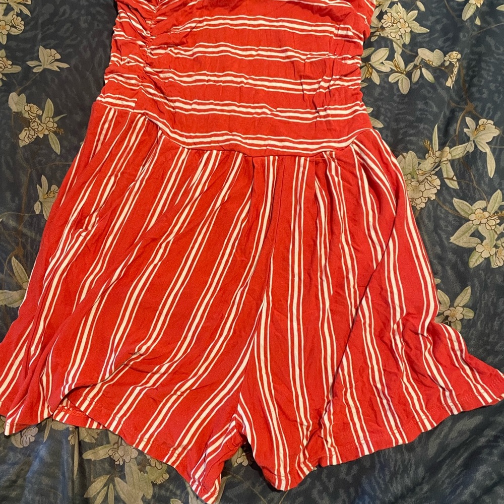 Orange striped romper